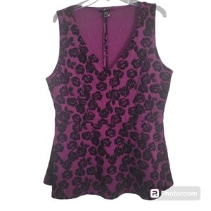 Torrid Peplum Sleeveless V Neck Dressy Top Plus Size 1 Purple And Black Floral